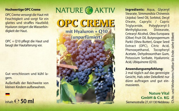 Preview: Die Inhaltsstoffe der OPC Creme von Nature Aktiv