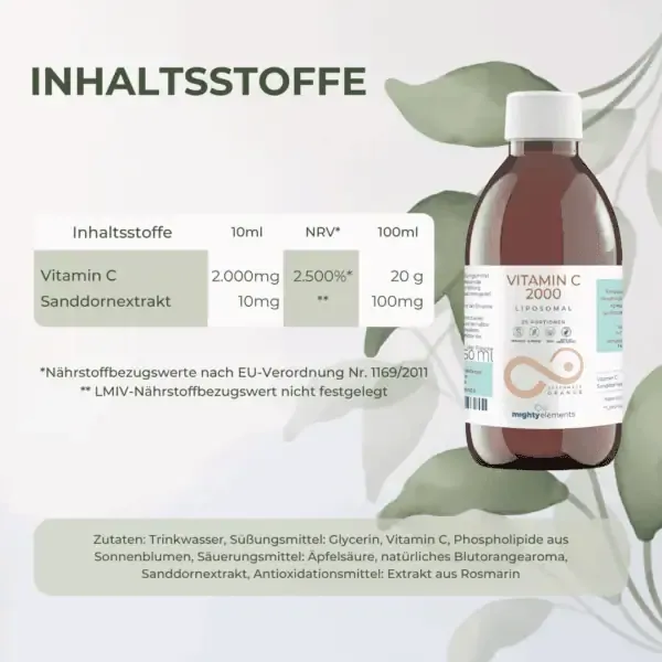 Preview: Die Inhaltsstoffe von Vitamin C liposomal flüssig