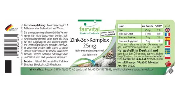 Preview: Die Inhaltsstoffe von Zinkkomplex 25 mg