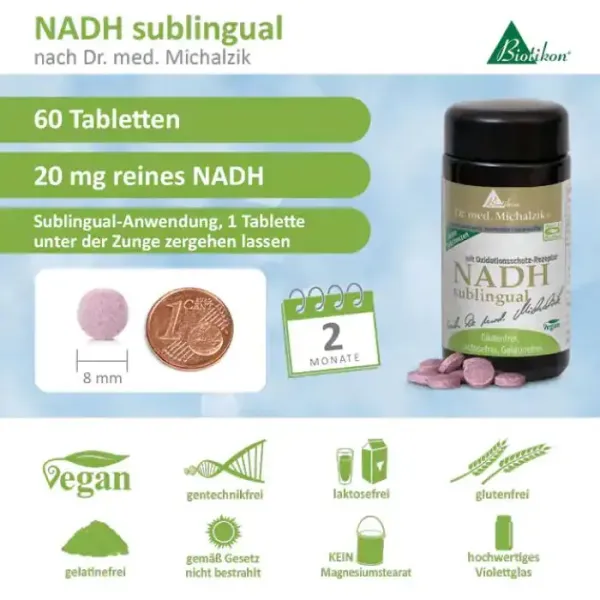 Preview: Produktfakten zu NADH 20 mg sublingual nach Dr. med. Michalzik