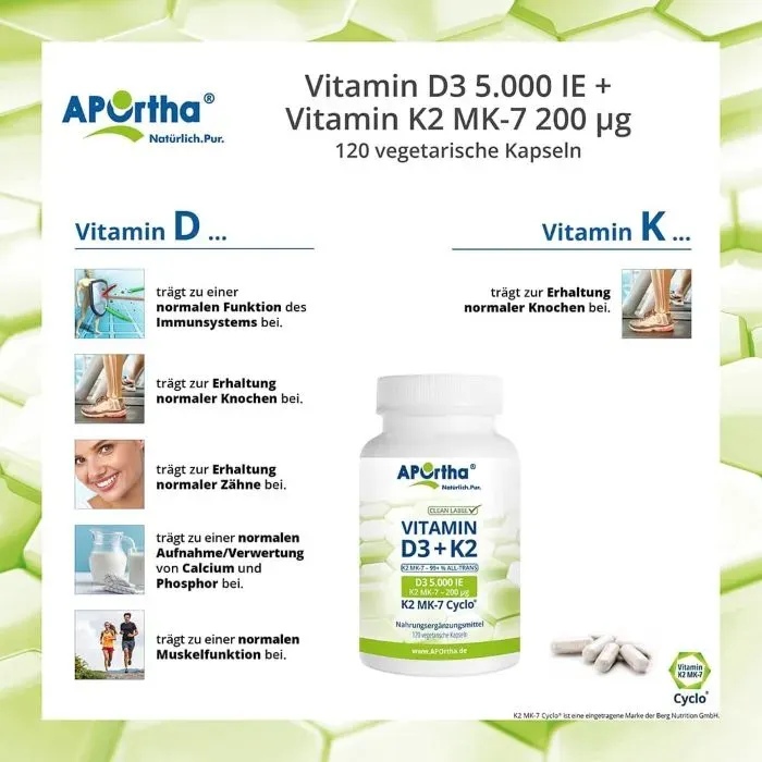Die postiiven Eigenschaften von Vitamin D3 / K2