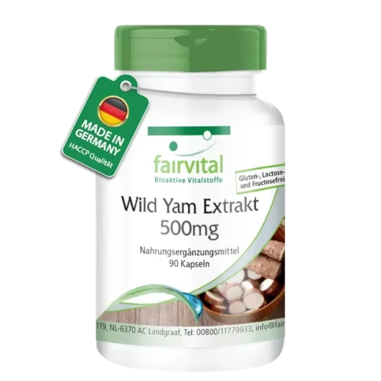 Wild Yam Extrakt 500mg mit 20% Diosgenin - 90 Kapseln | Diosgenin ist ein wertvoller Pflanzenstoff, der in der Naturheilkunde von Frauen besonders geschätzt wird.