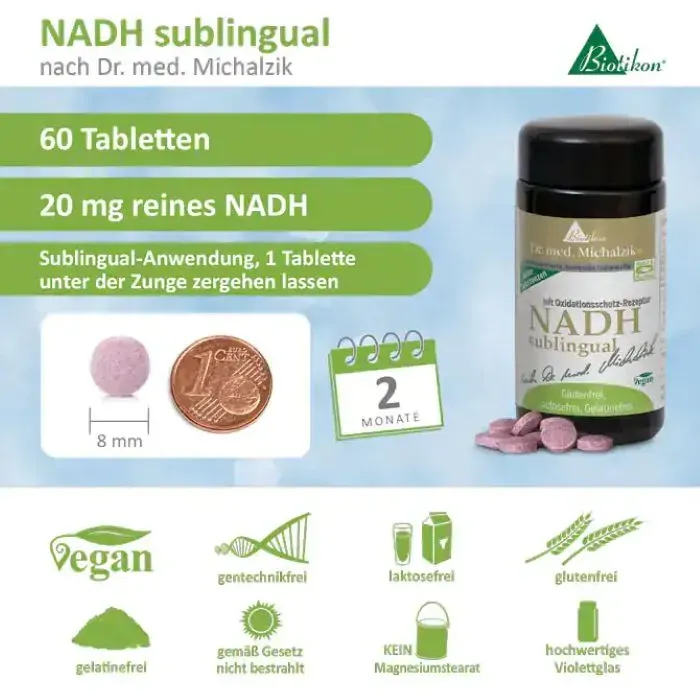 Produktfakten zu NADH 20 mg sublingual nach Dr. med. Michalzik