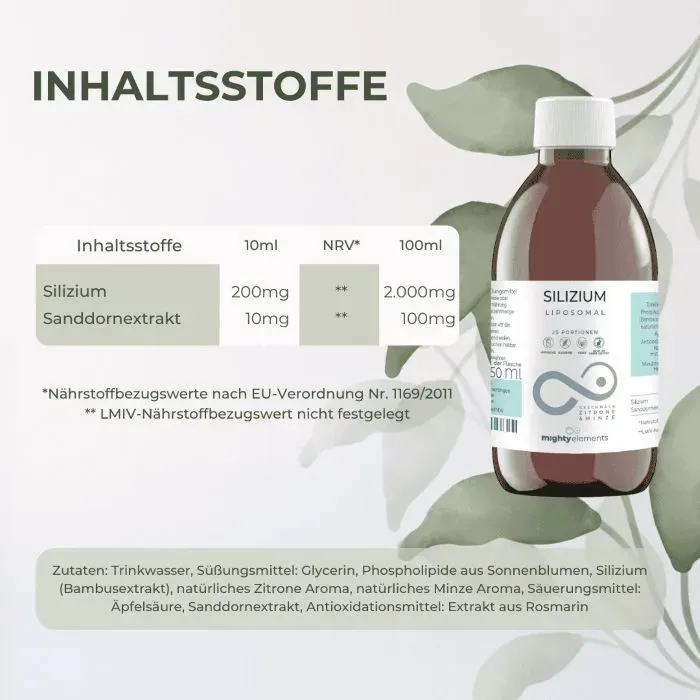 Die Inhaltsstoffe von flüssigem liposomalem Silizium